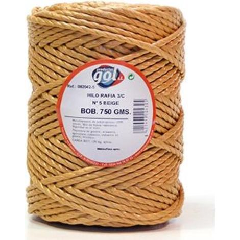 WURKO cuerda rafia 3 cabos n5 gorda beig 750gr rollo , Cuerda de rafia de 3 cabos Nº5 GruesaComposición:multifilamento de polipropileno 100% torcidoNo se deshaceColor B
