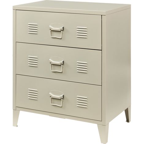Pratica cassettiera in metallo per ingresso soggiorno o camera da letto con 3 cassetti acciaio 72 x 60 x 40 cm colore cammello 030009302
