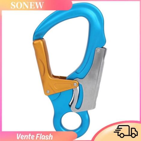 Sonew Mousqueton à bouton d'escalade Mousqueton Boucle de Sécurité d'Alpinisme à Bouton d'Escalade Extérieure sport outillage Bleu (1/5)