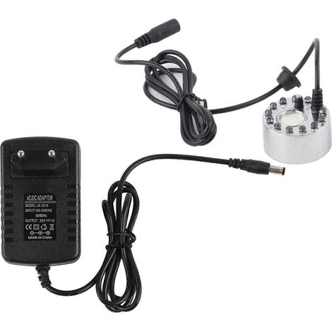 Brumisateur Ultrasonique 12 LED Lumière Argent Aquarium Fontaine Cascade Bassin Intérieur Extérieur Accessoire Réservoir Poisson (1/5)