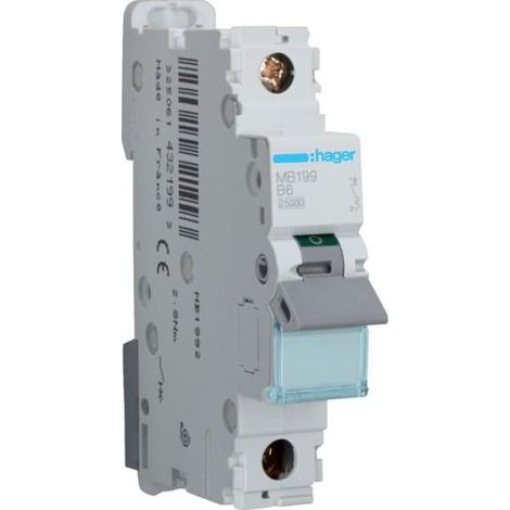Hager MB199 Interruptor diferencial tipo B 1P 6A Gris Compacto