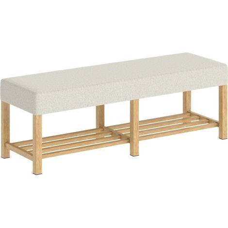 140 cm Schuhbank aus Holz mit gepolsterter Sitzfläche, cremeweiß MODENUIT (1/4)
