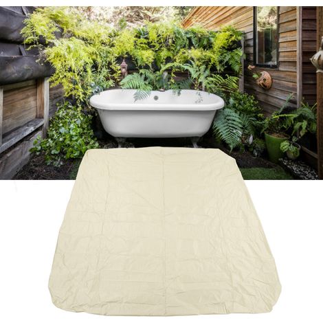 Couverture de baignoire/baignoire thermale carrée extérieure en taffetas de polyester argenté (190 cm) / Couverture imperméable et anti-poussière 231 x 231 x 30 cm Beige (1/5)