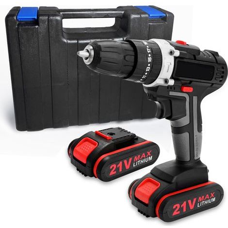 21V Multifunctional Hand Drill, 3-in-1 Electric Screwdriver, Two-Speed ​​Variable Speed, 25 N.m Torque, 2 x 1200 mAh Lithium Batteries (1/5)