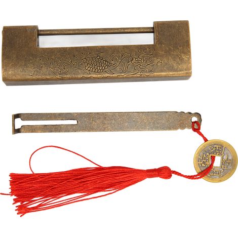 Cadenas antique en laiton, entraxe de 5,9 cm, cadenas chinois en forme de poisson, de style ancien, horizontal, en bronze, d'une grande finesse et antirouille, idéal pour les boîtes à bijoux. (1/5)