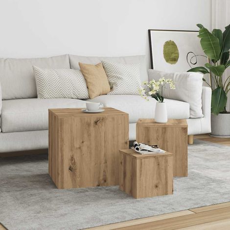 Beistelltische 3 Stk. Artisan-Eiche Holzwerkstoff