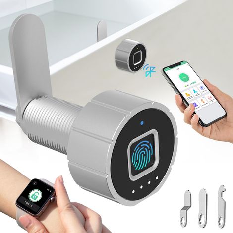 Serrure à empreintes digitales - Serrure de boîte aux lettres avec empreinte digitale par application - Serrure électronique pour armoire avec 3 languettes de fermeture - Serrure de tiroir (1/5)