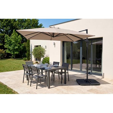 Ampelschirm 3 x 3 m NAVAGIO aus Aluminium - 360° drehbar und neigbar - Taupe