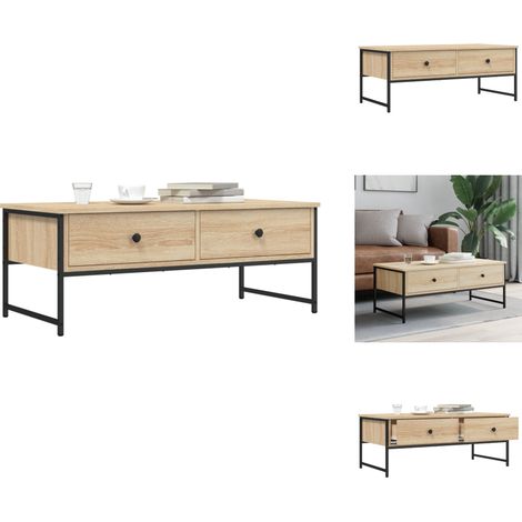 Table basse chêne sonoma 101x49x39,5 cm bois d'ingénierie - Table Basse - Meuble Salon - Table D'appoint - Table Industrielle - Table Design (1/5)