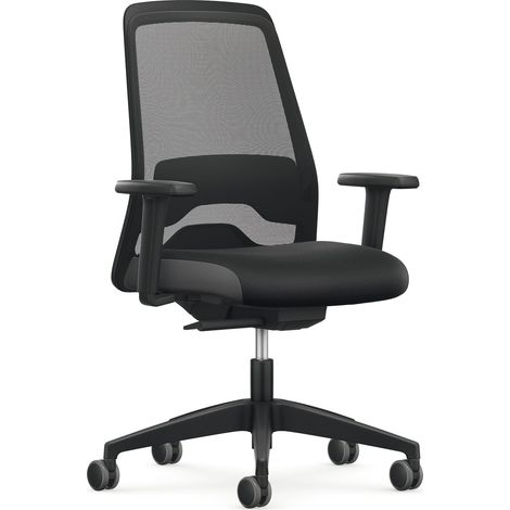 Interstuhl ergonomischer Bürostuhl Every EV25R - Schreibtischstuhl, Bürosessel mit praktischen 2D Armlehnen, bis 120kg, schwarz (1/4)