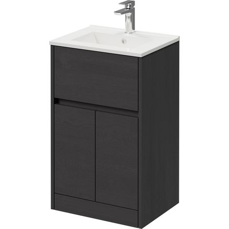 Montego Graphite Grey 500mm 1 Drawer 2 Door Vanity Unit with Angel Basin
