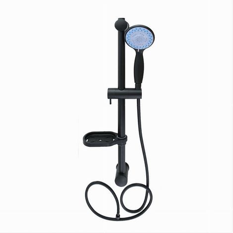 TRADE SHOP - Saliscendi Colonna Doccia Nero Soffione Multigetto Mensola Porta Sapone Bagno 87494 -