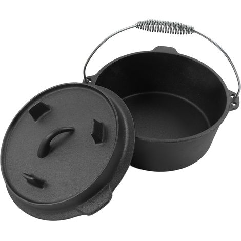 Marmite en fonte ultra-lourde avec couvercle et trépied, 31 cm, idéale pour cuisson au feu de camp, mijotage, camping et randonnée. (1/5)