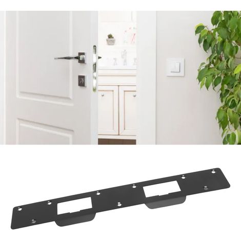 Plaque de verrouillage renforcée en métal robuste, double trou, pour portes extérieures et intérieures, noire. (1/5)
