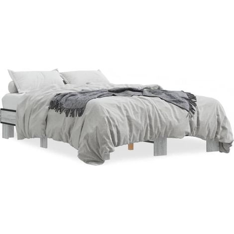 Maison Exclusive - Bettgestell Grau Sonoma 140x200 cm Holzwerksto (1/5)