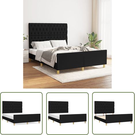 The Living Store Bettgestell ohne Matratze Schwarz 140x200 cm Stoff - Bettes - Doppelbett - Boxspringbetten - Lattenrost - Schlafzimmermöbel (1/5)