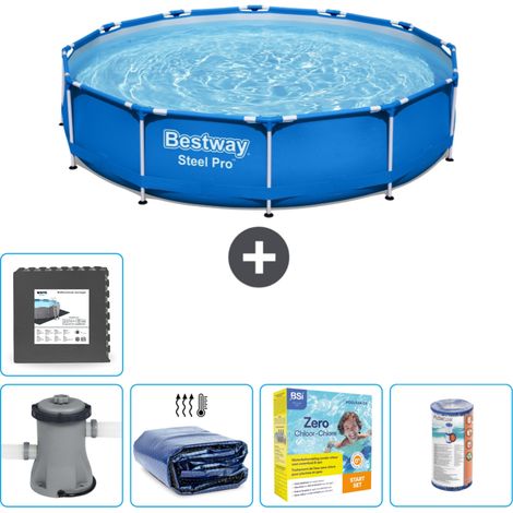 Piscine Bestway Ronde Steel Pro - 366 x 76 cm - Bleue - Comprend des Accessoires CB18 (1/5)