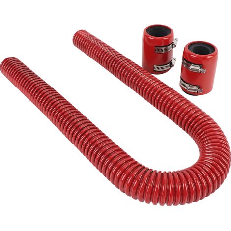 Kit de tuyau de radiateur Flexible en acier inoxydable, 36 pouces, avec pinces à billettes, eau de refroidissement Flexible universelle, rouge (1/5)