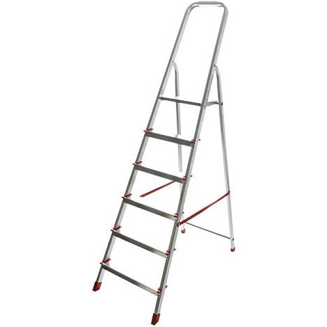 Kasart scala scaletto per uso domestico con 4 gradini in alluminio portata 150 kg con piano porta oggetti made in Italy certificata EN 131 Alluminio/Rosso 4 gradini (1/8)