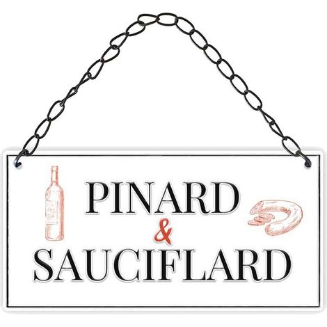 Plaque à suspendre relief - Pinard et sauciflard 20 cm (1/2)