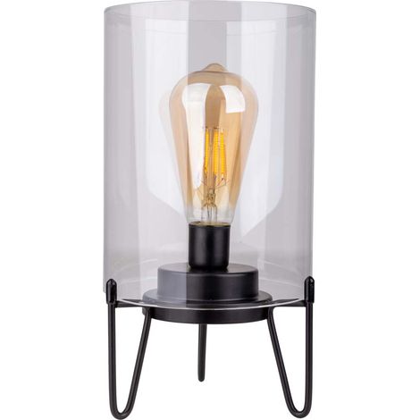 Tischleuchte Tischlampe Nachttischlampe schwarz Timer Leselampe LED H 48 cm