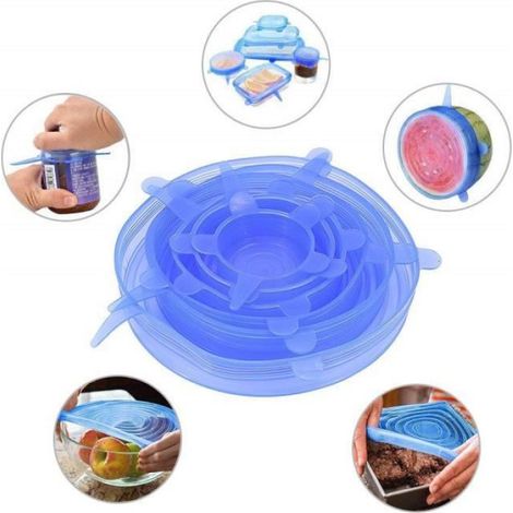 Couvercles en Silicone 6 pcs Couvercles Extensibles en Silicone (1/4)