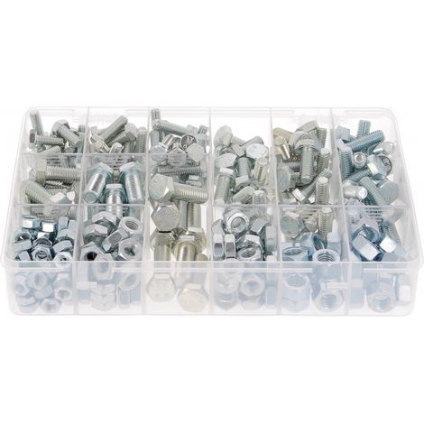 Coffret de 292 Vis TH M8-M10-M12 DIN 933+ Ecrous Zingué