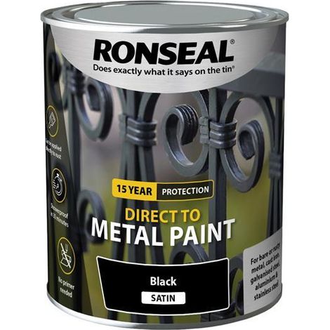 Ronseal Direct to Metal Paint Black Satin 750ml