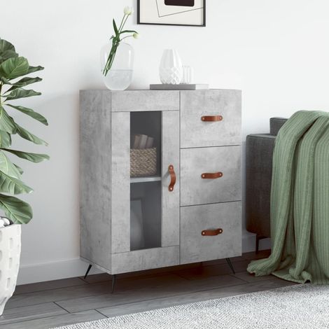Buffet bas,Buffet Commode industriel gris béton 69,5x34x90 cm bois d'ingénierie -QS62574 (1/5)