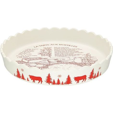 Tourtière 30 cm blanc avec décors rouge - Table&cook - TFT301-01010T
