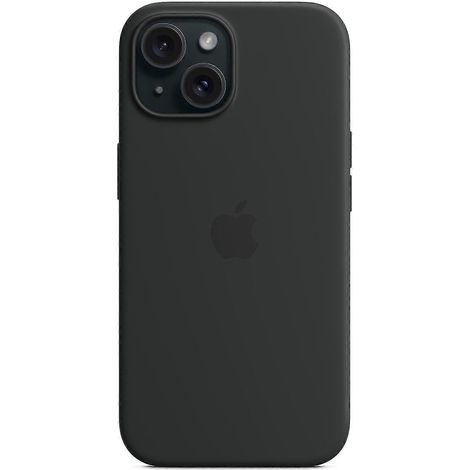 Coque pour iPhone 15 compatible MagSafe, en silicone résistant aux rayures - Rouge et noir