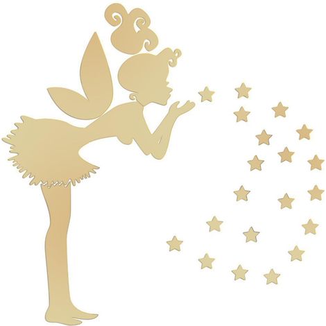 Décoration murale miroir 3D Fairy (60x33cm + 20 étoiles) - Stickers acryliques repositionnables pour salon, bureau, cadeau (1/5)
