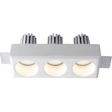 Foco empotrable rectangular triple LED V-TAC, 3 GU10, cuerpo de yeso blanco