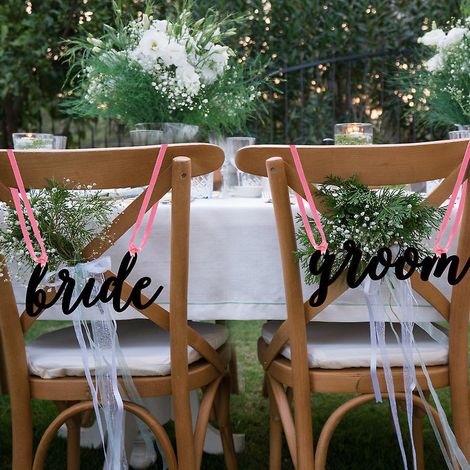 (noir) Plaque Dcorative De Chaise Pour Le Mariage Des Maris, Plaque Dcorative De Chaise En Bois (1/5)