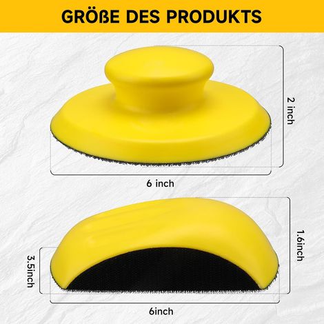 Bloc de ponçage manuel de 2 pièces de 5 pouces pour le travail du bois, l'artisanat et la restauration de meubles (6 pouces) (1/4)