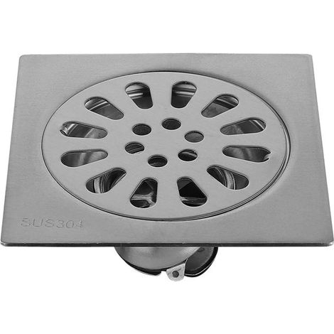 Siphon de sol en acier inoxydable, inodore, carré, pour salle de bain ou douche, avec protection anti-éclaboussures. (1/5)