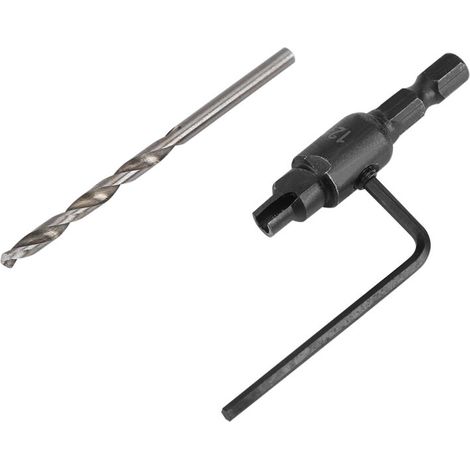Foret à chanfreiner HSS 1/4" pour bois, changement rapide, tailles 6 8 10 12, outil de menuiserie professionnel. (1/4)