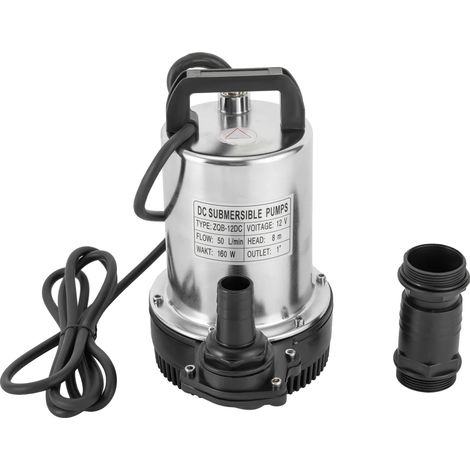 Pompe à eau submersible, haute levée, flux d'eau efficace, 12V, Argent, UE (1/2)