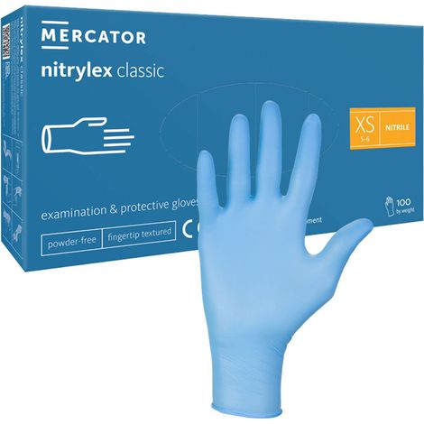 Gants en nitrile bleus Mercator Nitrylex Classic, taille XS, lot de 100. (1/5)
