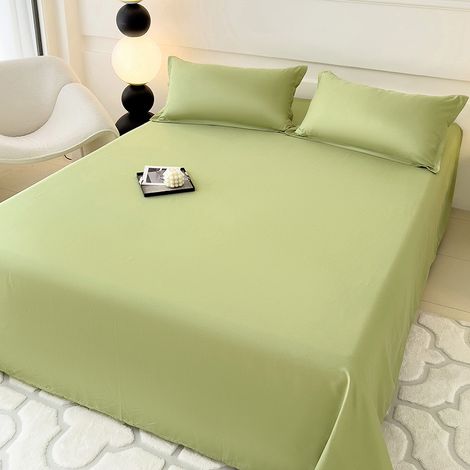 3-teiliges Bettwäsche-Set aus weicher Baumwolle im Instagram-Stil – Bettbezug 220x230 cm + 2 Kissenbezüge, einfarbig apfelgrün, einfache und komfortable Heimtextilien für Schlafsaal oder Schlafzimmer-