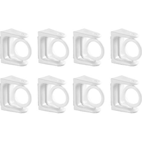 Un ensemble de 8 supports de tringle à rideaux blancs, sans perçage, en matériau ABS auto-adhésif, adaptés aux salles de bains, aux maisons ou aux hôtels. (1/5)