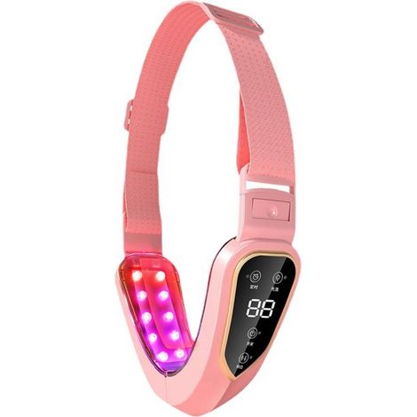 Appareil de massage liftant le visage en V avec 12 niveaux réglables - Micro-vibrations et luminothérapie LED rose-AquaForge (1/5)