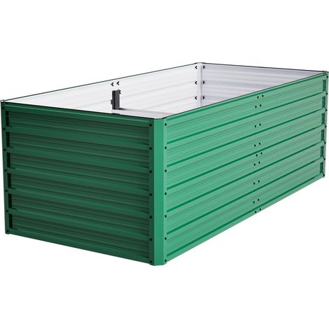 Bac de jardin surélevé en métal 190x90x64cm, grande jardinière à fond ouvert pour un drainage optimal, kit de parterre de fleurs robuste, résistant aux intempéries et à la rouille pour légumes, fleurs (1/5)
