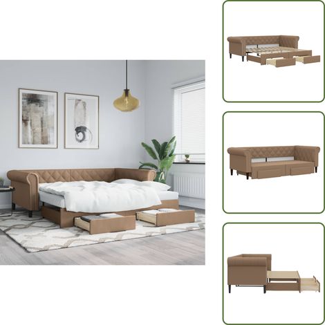 vidaXL Lit de jour avec lit gigogne et tiroirs cappuccino 90x200 cm (1/5)