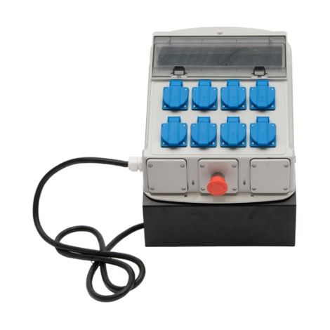 Coffret de sécurité de chantier Ceba - 8 prises + 1 interrupteur différentiel 40 A + arrêt d'urgence (socle acier)