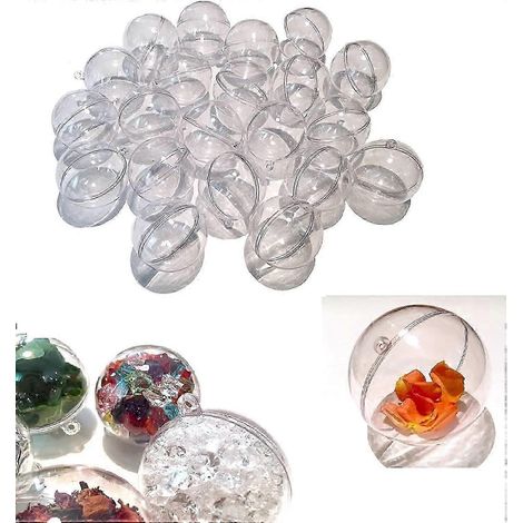 Lot de 24 boules de Noël transparentes de 6 cm à suspendre (1/5)