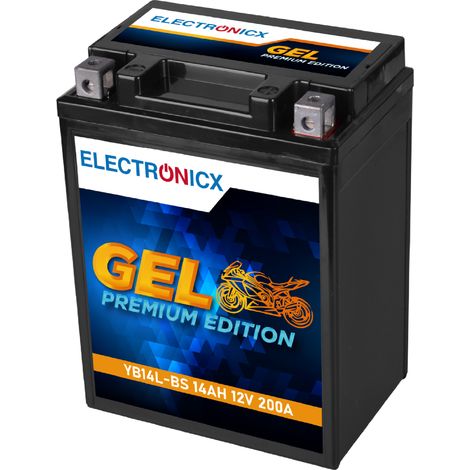 Electronicx GEL Motorradbatterie 12V 14Ah 200A – Ersetzt YB14L-A2, YB14L-B2, YTX14AHL-BS – Wartungsfrei & Hochleistungsfähig - Premium Batterie 12V