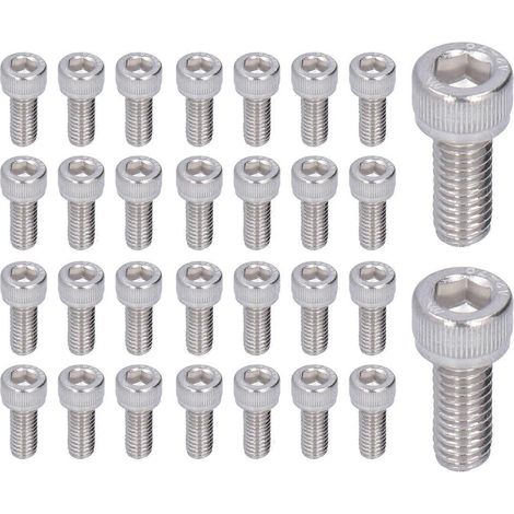 30 vis à tête hexagonale creuse, acier inoxydable 304 A2-70, résistantes à l'eau de mer, filetage M6x22 (1/4)