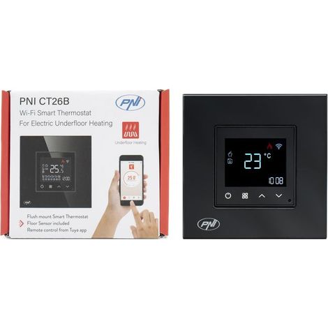 Thermostat intelligent Wi-Fi - PNI CT26B - Programmable - Commande Internet - Compatible chauffage au sol (1/4)