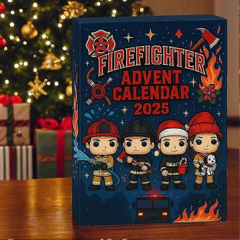 Calendrier de l'Avent de Noël sur le thème des pompiers avec figurines à collectionner, un élément essentiel de décoration pour une fête. (1/4)